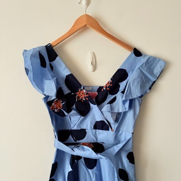 Kate Spade Grand Flora Poplin Midi Dress NWT Blue Heron Size 0 - Picture 7 of 11